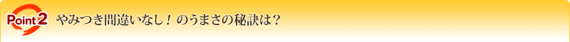 POINT2 やみつき間違いなし！ のうまさの秘訣は？